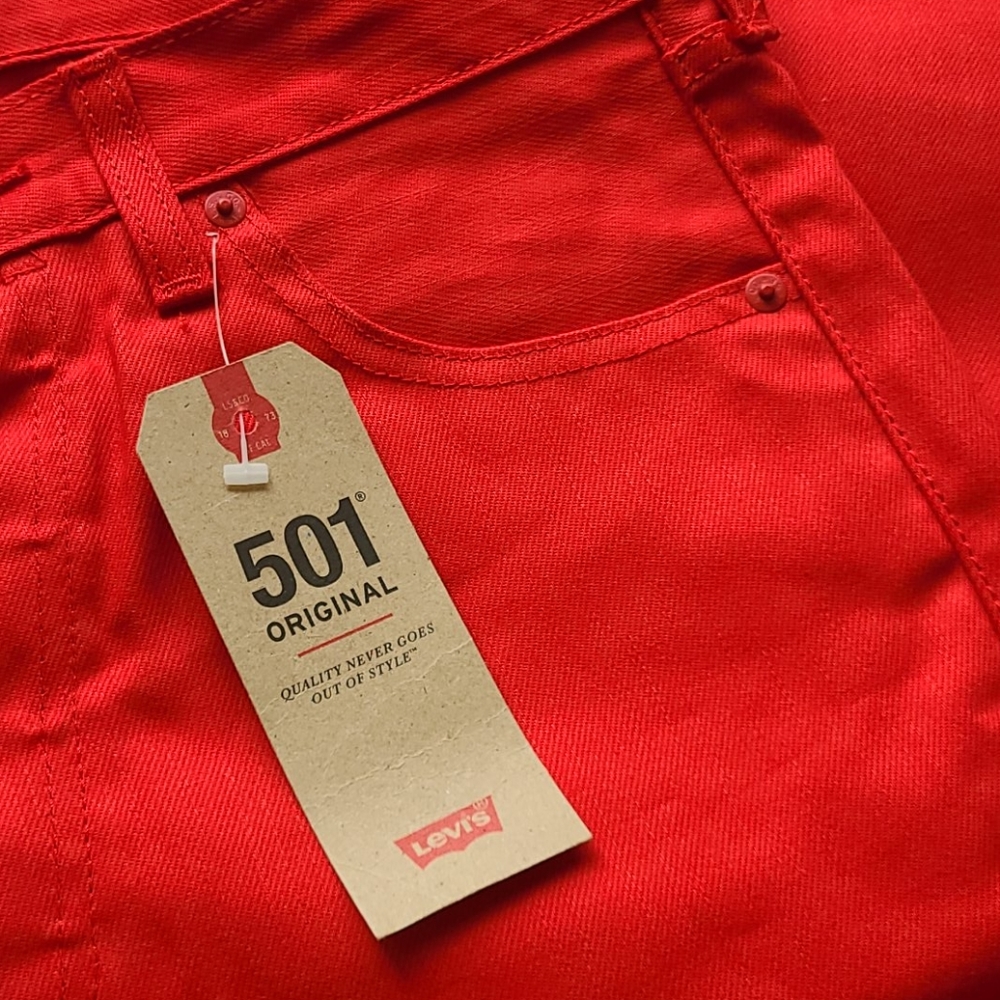 Levi's 501 32x30 raw unfinished red jeans - Picture 8 of 16